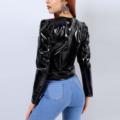 Kvinnors Kortärmad Topp Puffärmar Polyester 2