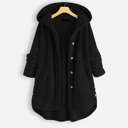 Kvinnors Hoodie Cardigan Fluffy Material Med Huva 13