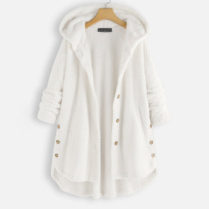 Kvinnors Hoodie Cardigan Fluffy Material Med Huva 1