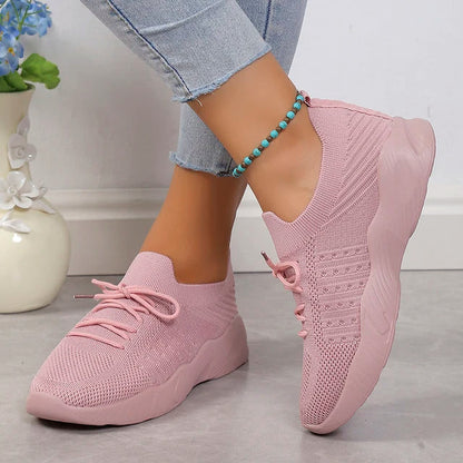 Dam Sneakers Spets-up Mesh Plattform Syntetisk 10