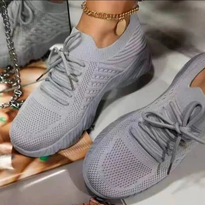 Dam Sneakers Spets-up Mesh Plattform Syntetisk 6