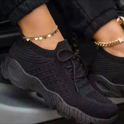 Dam Sneakers Spets-up Mesh Plattform Syntetisk 4
