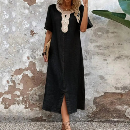 Kvinnors Klänning V-ringning Ärmlös Bomull 2
