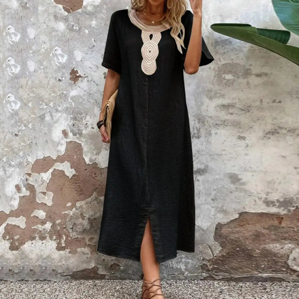 Kvinnors Klänning V-ringning Ärmlös Bomull 8