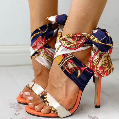 Dam Sandaler Peep Toe Ankelremmar PU Hög Klack-5