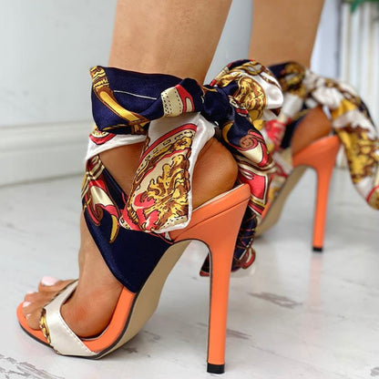 Dam Sandaler Peep Toe Ankelremmar PU Hög Klack-3