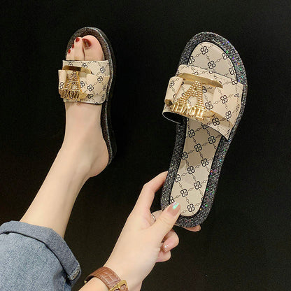 Dam Sandaler Pantolette Geometriskt Mönster PU Flat Sula-4