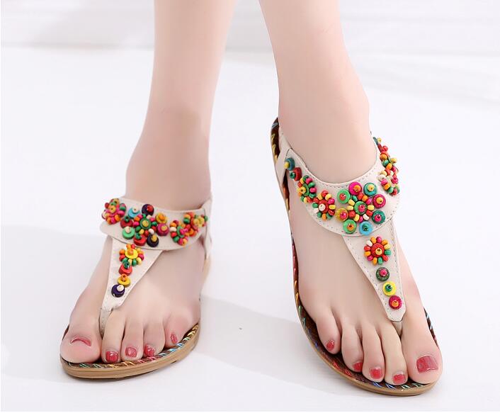 Dam Gladiatorsandaler Färgglada Blommor PU-Läder-3