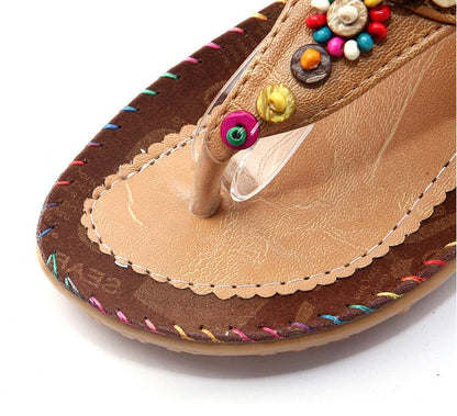 Dam Gladiatorsandaler Färgglada Blommor PU-Läder-6