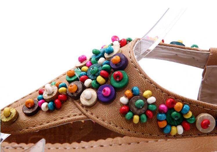 Dam Gladiatorsandaler Färgglada Blommor PU-Läder-5