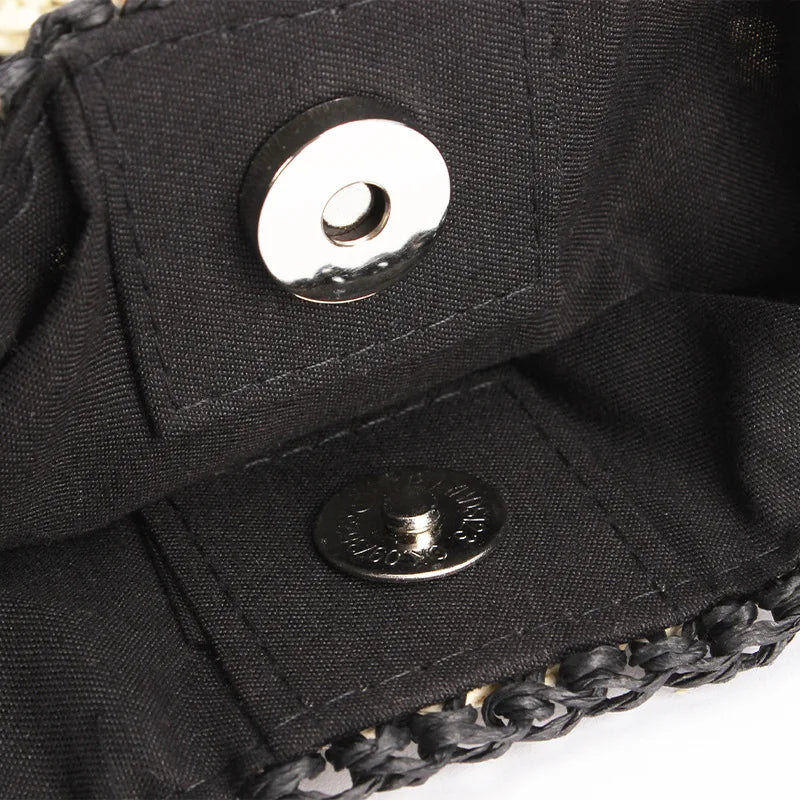 Dam Axelväska Halm Lätt och Hållbar Elegant Vävning-3