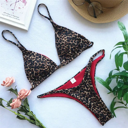 Dam Bikiniset Djurtryck Snabbtorkande Material-1