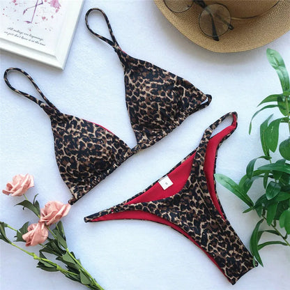 Dam Bikiniset Djurtryck Snabbtorkande Material-2