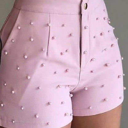 Flicka Shorts Tight Polyester-Bomullsblandning med Pärldekoration-2