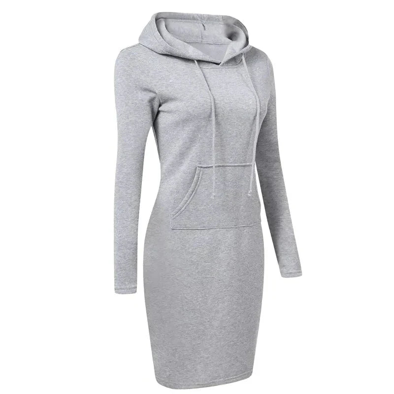 Dam Klänning Hoodie Långärmad Bomull Polyester Avslappnad 4