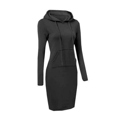 Dam Klänning Hoodie Långärmad Bomull Polyester Avslappnad 5