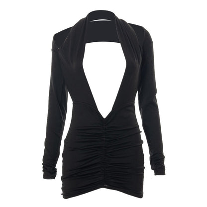 Kvinnors Miniklänning Öppen Rygg Mjuk Lanon-4