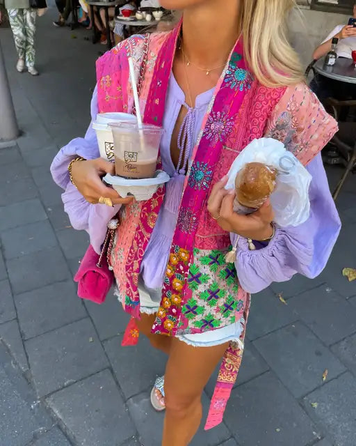 Dam Väst Trendig Tryckt Design Högkvalitativt Tyg 7