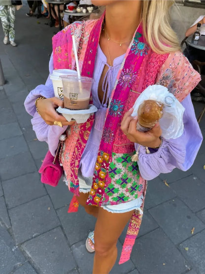 Dam Väst Trendig Tryckt Design Högkvalitativt Tyg 2