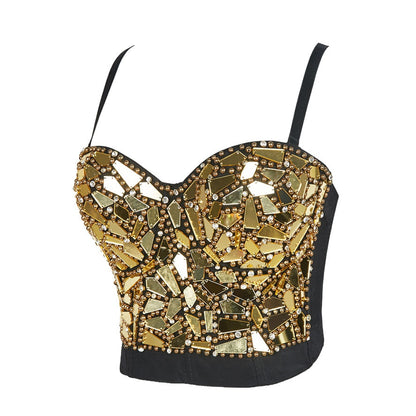 Dam Camisole Geometrisk Pärlskörd Spandex Polyester-2