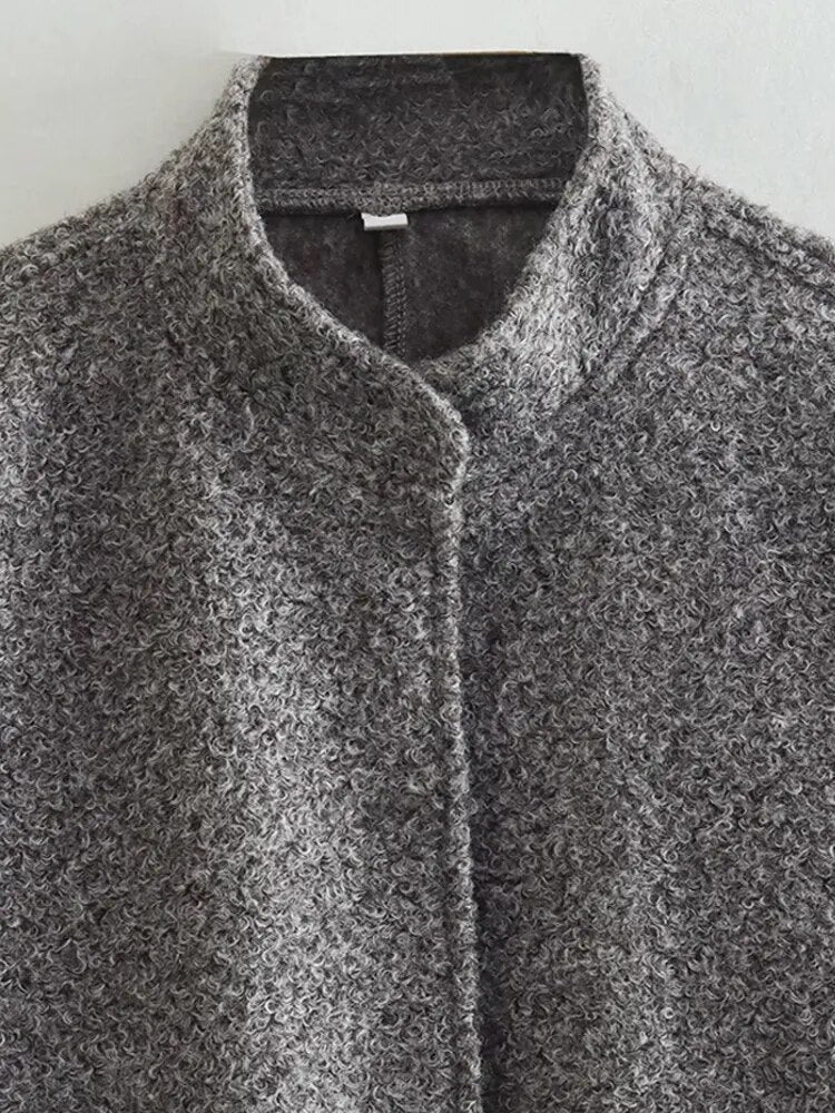 Dam Kappa Monokrom Bomullsblandning Långa Ärmar med Fickor-2