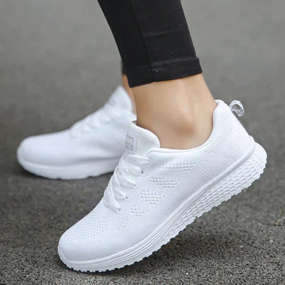 Dam Sneakers Snörade Mesh Tyg för Träning och Vardag 9
