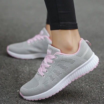 Dam Sneakers Snörade Mesh Tyg för Träning och Vardag 10