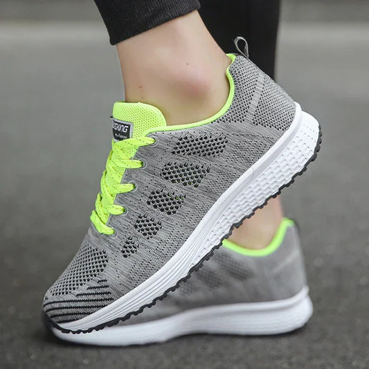 Dam Sneakers Snörade Mesh Tyg för Träning och Vardag 1