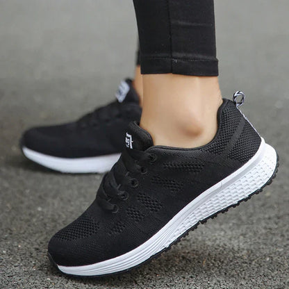 Dam Sneakers Snörade Mesh Tyg för Träning och Vardag 8