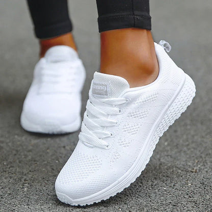 Dam Sneakers Snörade Mesh Tyg för Träning och Vardag 2