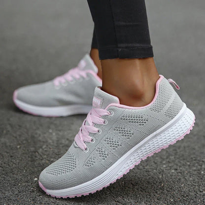 Dam Sneakers Snörade Mesh Tyg för Träning och Vardag 6