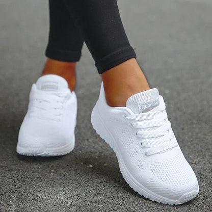 Dam Sneakers Snörade Mesh Tyg för Träning och Vardag 5