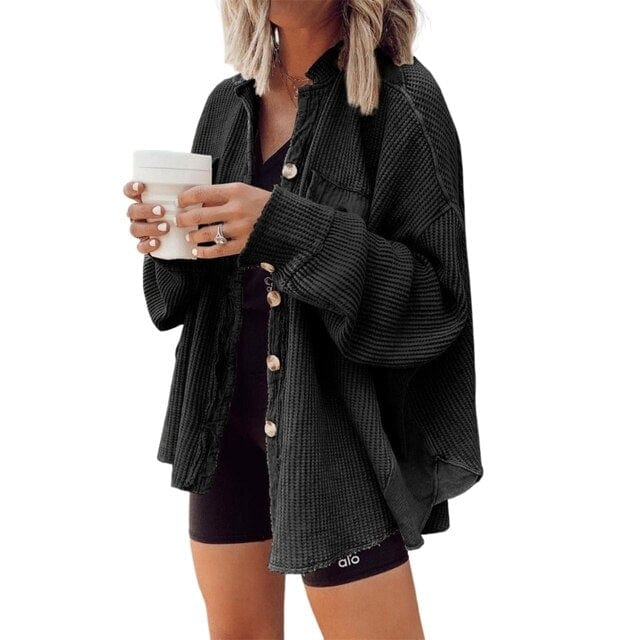 Dam Sladdjacka Avslappnad Kvalitetsmaterial med Knappar-6