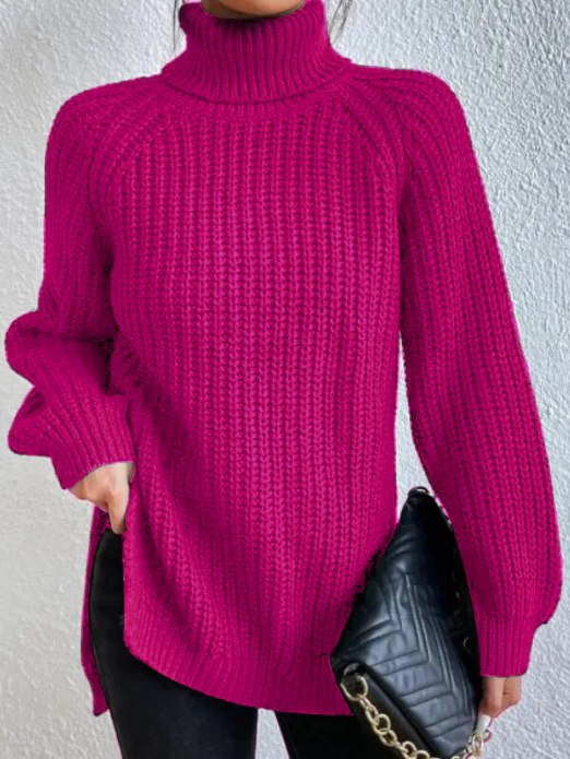 Variant image for Kvinnors Turtleneck Tröja Avslappnad Bomull Polyester-61