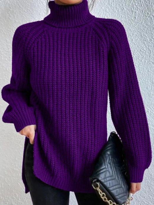 Variant image for Kvinnors Turtleneck Tröja Avslappnad Bomull Polyester-55