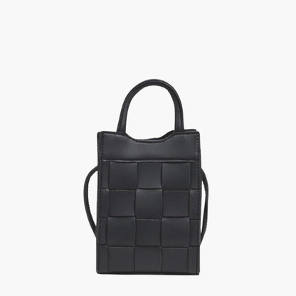 Dam Handväska Vävd Vegansk Läder Elegant Liten-1