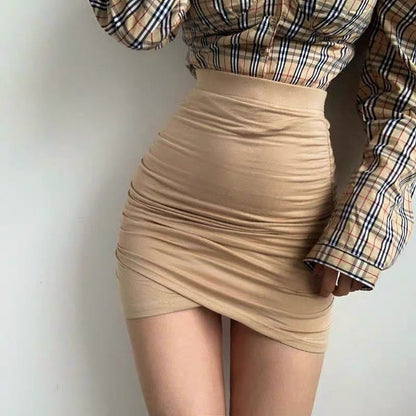 Dam Mini Kjol Fållad Bomull Polyester-5