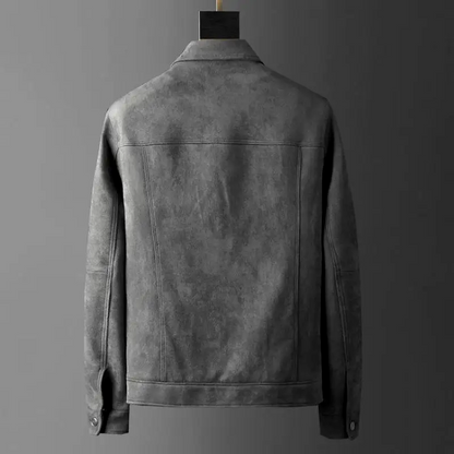 Herr Jeansjacka Tidlös Mocka Denim Komfort-5