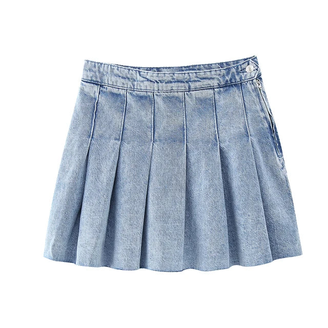 Dam Mini Kjol Hög Midja Denim 3