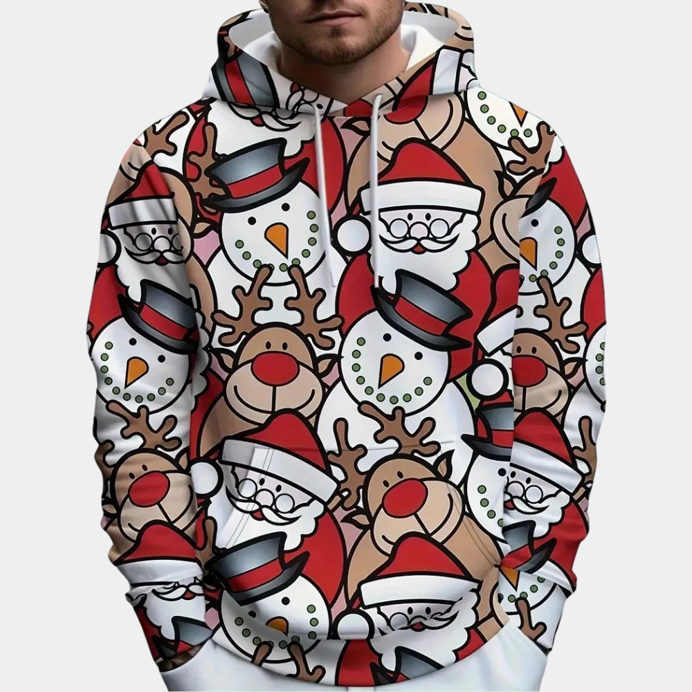 Hoodie Herr Juldesign Mjuk Bomullsblandning för Män-3