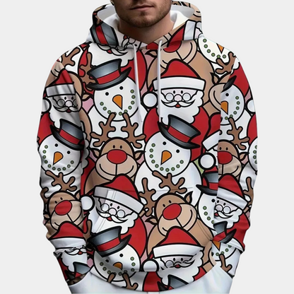 Hoodie Herr Juldesign Mjuk Bomullsblandning för Män-3