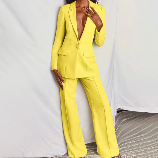 Dam Blazer och Byxensemble Elegant Högkvalitativa Material-1