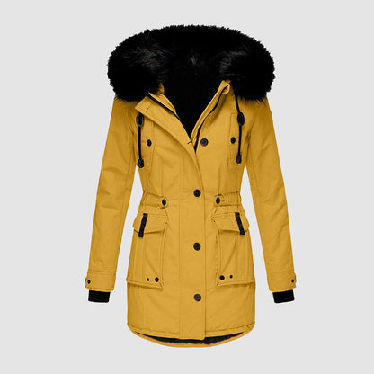 Dam Kappa Vinter Plysch med Ullkrage Fodrad Fleece 3