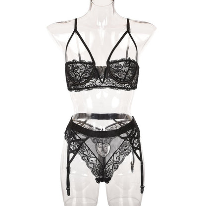 Damunderkläder Set Blommande Mönster Polyester Snygga Underkläder Dam-4