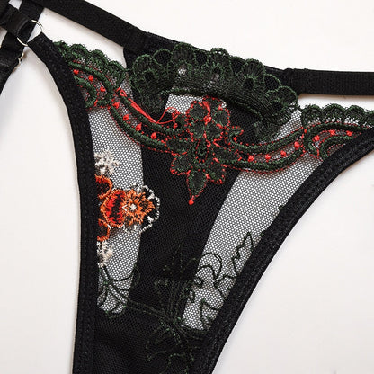 Damunderkläder Set med Blommönster, 3/4 Cup och Justerbara Axelband – Snygga Underkläder Dam i Polyester och Spandex 6