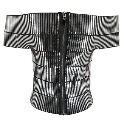 Dam Off-Shoulder Topp Randig Bomull Polyester-6