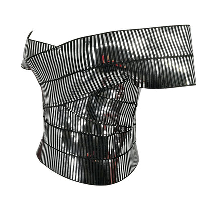 Dam Off-Shoulder Topp Randig Bomull Polyester-5