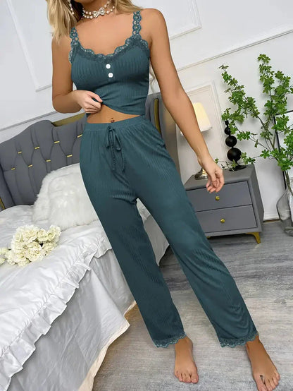 Variant image for Dam Nattkläder Set Kortärmad Spets Polyester-13