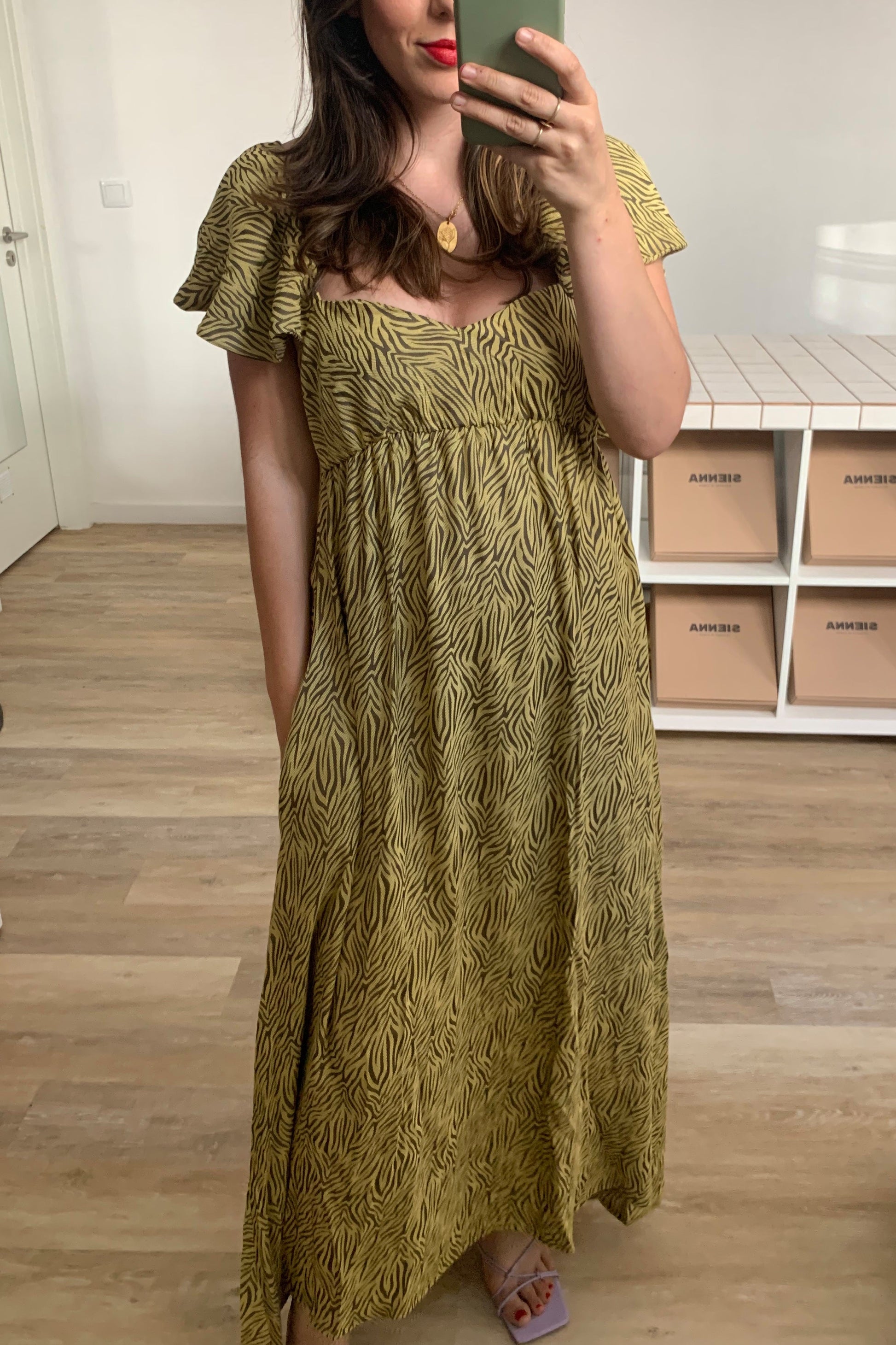 Fina Dam Klänningar Korta Ärmar Empire Skärning Polyester-3