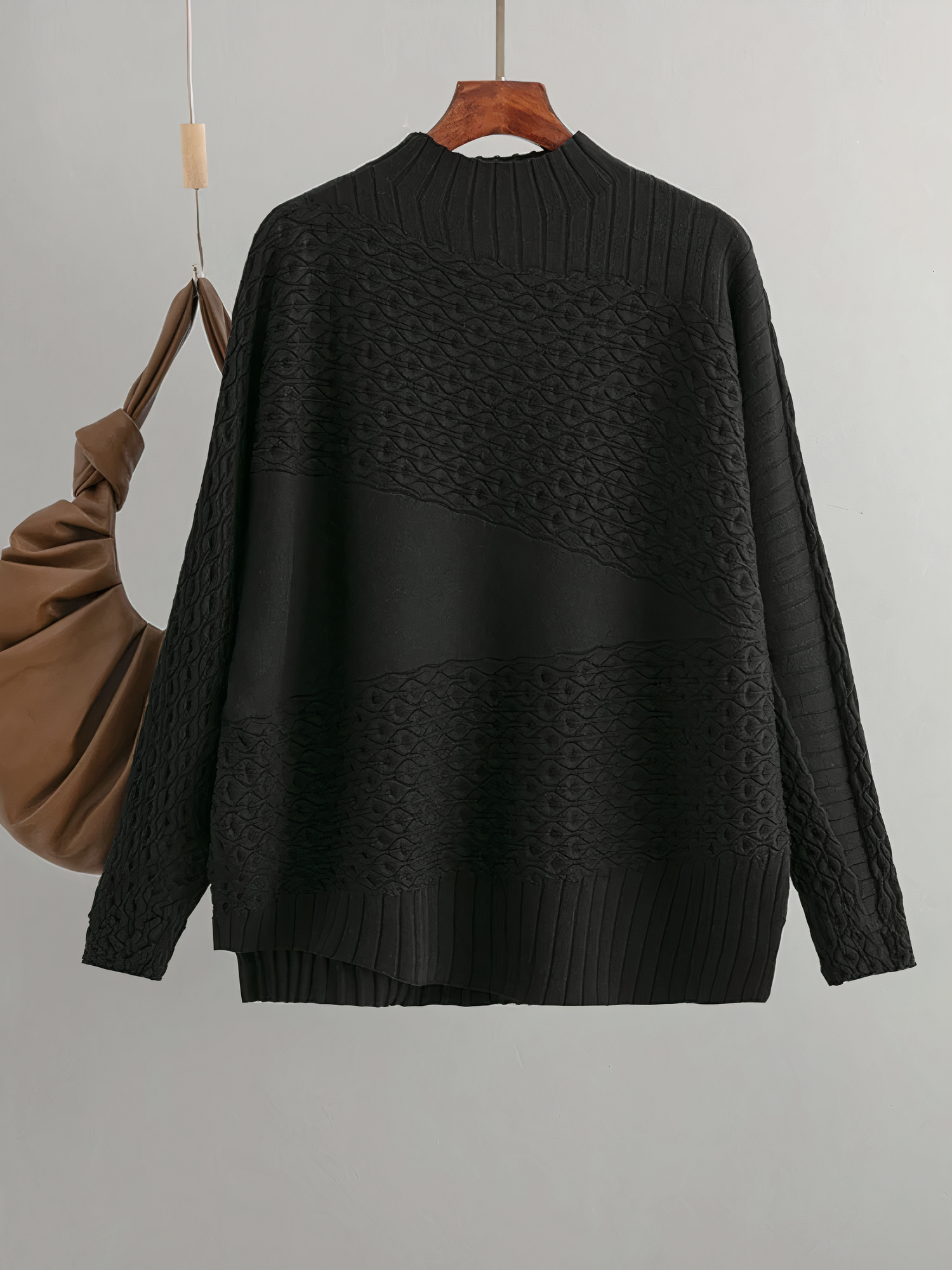 Dam Stickad Tröja Vintage Stil 100% Akryl Mjuk och Bekväm-2